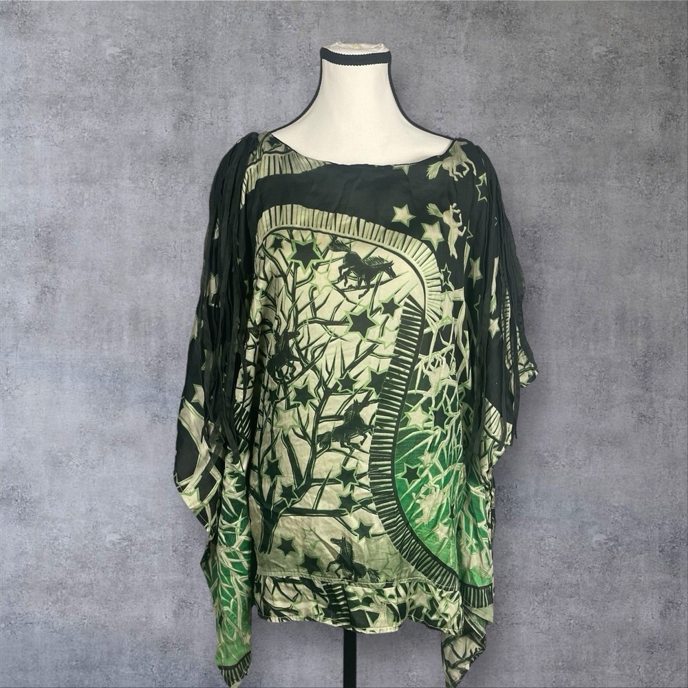 Another Important Culture Fringe Kaftan Tunic Top Womens M Celestial Equestrian